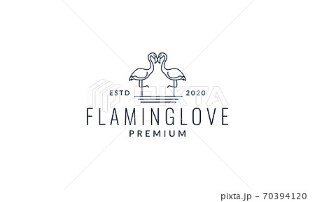 Two Flamingo Line Modern Logo Vector のイラスト素材
