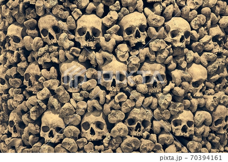 Skulls and bones in a wall Skulls and bones in a wall 70394161