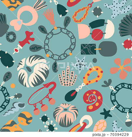 Jewelry set seamless pattern.  70394229
