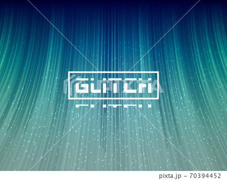 Glitch 3d lines. Stylized distortion with wave effect. Abstract futuristic banner. Cyberpunk background with pixel noise. Game backdrop template with color shapes. Vector illustration 70394452