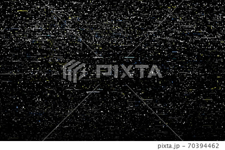 Glitch VHS effect. White horizontal lines on dark backdrop. Retro video texture with white noise. No signal template. Old analog camera concept. Vector illustration 70394462