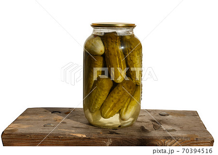 Jar of canned cucumbers 70394516