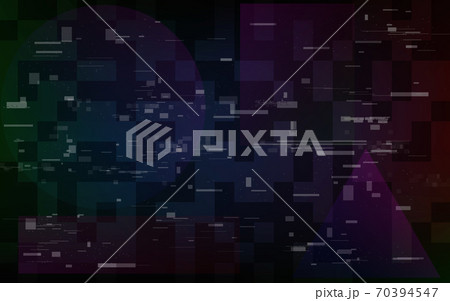 Glitch digital distortions. Video no signal template with random horizontal lines. Television problem. Computer noise effect and geometric shapes. Abstract data elements. Vector illustration Glitch digital distortions. Video no signal template with random horizontal lines. Television problem. Computer noise effect and geometric shapes. Abstract data elements. Vector illustration 70394547