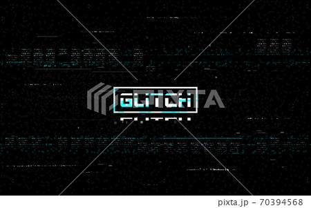 Glitch VHS with distortion effect. Video noise and random white lines. Rewind template. Analog no signal on black backdrop. Retro television pause. Vector illustration Glitch VHS with distortion effect. Video noise and random white lines. Rewind template. Analog no signal on black backdrop. Retro television pause. Vector illustration 70394568