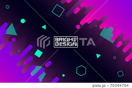 Abstract modern design. Color shapes in space. Bright geometric elements on dark background. Trendy colorful composition. Backdrop for flyers and brochures. Vector illustration Abstract modern design. Color shapes in space. Bright geometric elements on dark background. Trendy colorful composition. Backdrop for flyers and brochures. Vector illustration 70394704