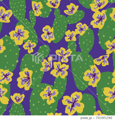 Floral cactus seamless pattern. 70395290