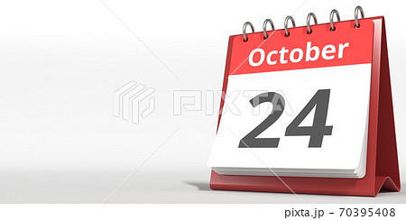 October 24 date on the flip calendar page, 3d rendering 70395408