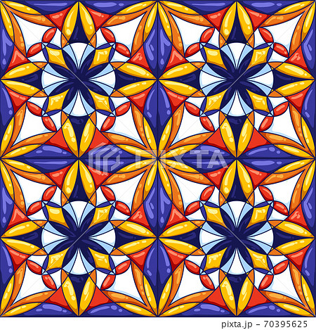 Ceramic tile pattern. Typical ornate portuguese or italian ceramic tiles. Decorative abstract background. Seamless retro vector Ceramic tile pattern. Typical ornate portuguese or italian ceramic tiles. Decorative abstract background. Seamless retro vector 70395625