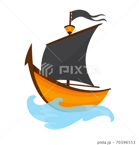 Stylized cartoon pirate ship illustration with... - Stock Illustration  [70396553] - PIXTA