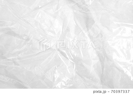 Clear plastic texture with white color. Nylon polythene wrap. Plastic free lifestyle, ecology Clear plastic texture with white color. Nylon polythene wrap. Plastic free lifestyle, ecology 70397337