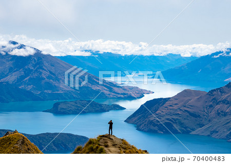Aerial view of Roys Peak with Lake Wanaka in New Zealand. Aerial view of Roys Peak with Lake Wanaka in New Zealand. 70400483