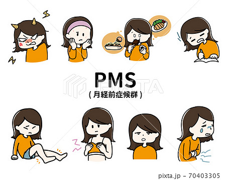 PMSの症状の一例イラストセット 70403305