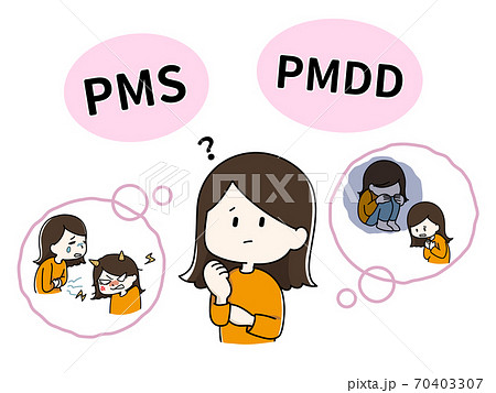 PMSとPMDDの違いに迷う女の子 70403307