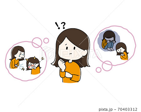 生理前の不調に気付いた女の子のイラスト素材
