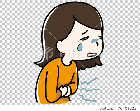 A girl who endures a stomach upset 70403322