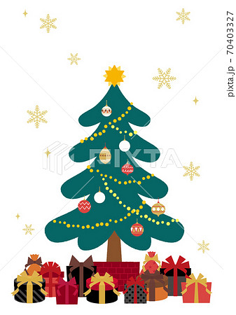 クリスマスツリーとプレゼントのイラスト 縦 文字なし クリスマスツリーとプレゼントのイラスト 縦 文字なし 70403327