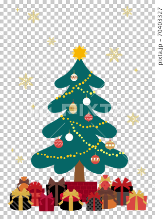 クリスマスツリーとプレゼントのイラスト 縦 文字なし クリスマスツリーとプレゼントのイラスト 縦 文字なし 70403327