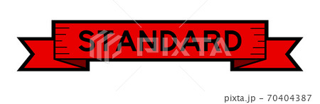 Vintage red color label banner with word standard on white background 70404387