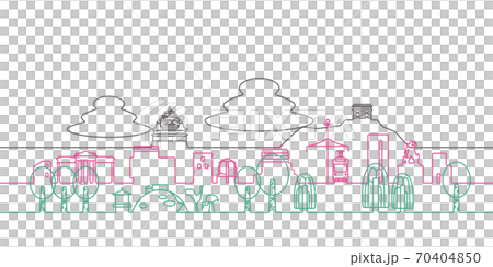 岡山の街並　線画 70404850