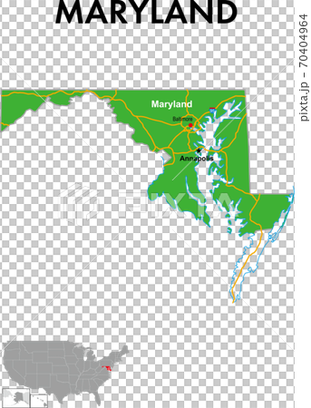 Map of Maryland State capitals, major cities, highways Map of Maryland State capitals, major cities, highways 70404964