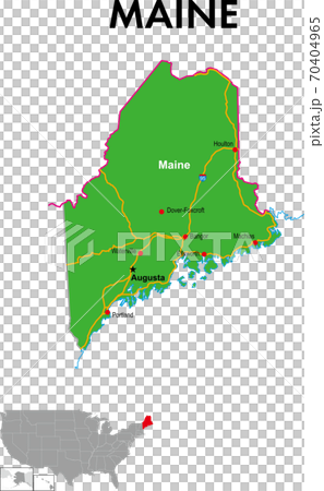 Map of Maine State capital, major cities, highways Map of Maine State capital, major cities, highways 70404965