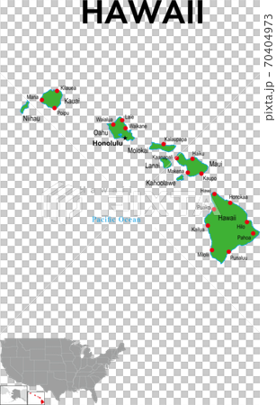 Map of the State of Hawaii State capitals and major cities 70404973