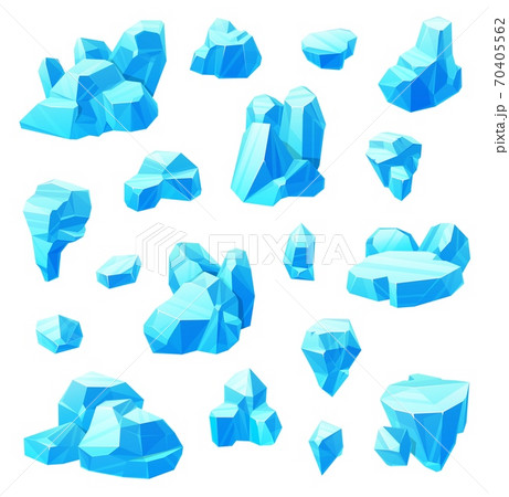 Ice Crystals Cartoon Set Of Frozen Water Blocksのイラスト素材
