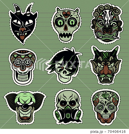 Vector illustration of a set of mask for halloween. 70406416