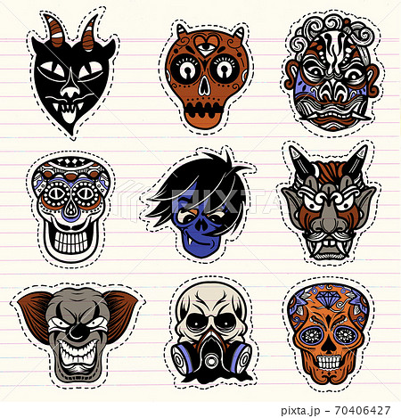 Vector illustration of a set of mask for halloween. 70406427