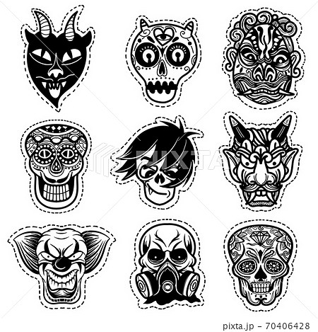 Vector illustration of a set of mask for halloween. 70406428