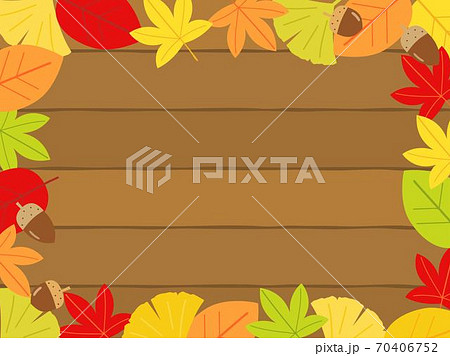 落ち葉48　秋　紅葉　フレーム 70406752