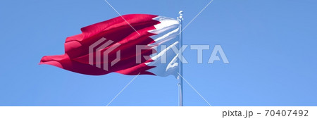 3D rendering of the national flag of Qatar waving in the wind 3D rendering of the national flag of Qatar waving in the wind 70407492
