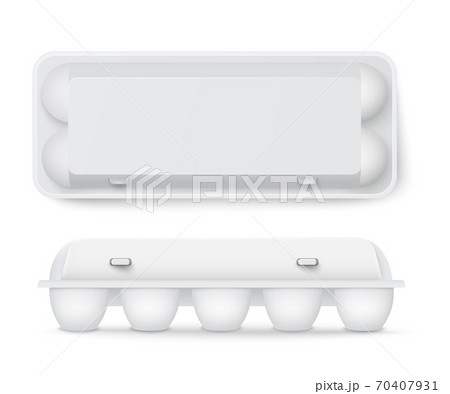 Chicken eggs white packaging 3d mockup, realistic vector illustration isolated 70407931