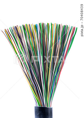 Telecommunication cable isolated on white background 70408439
