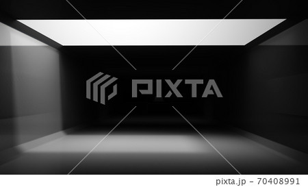 Abstract  Light Box in Dark grey tunnel Background.  70408991