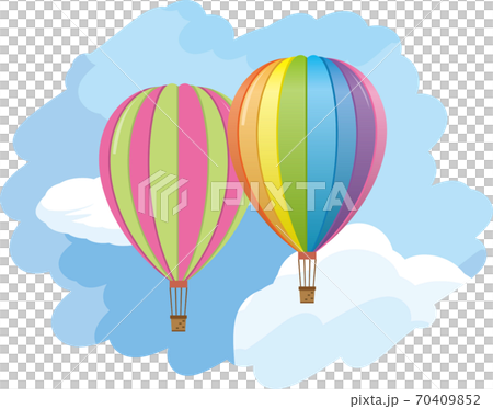 漂浮在藍天上的彩色氣球的圖像插圖 70409852