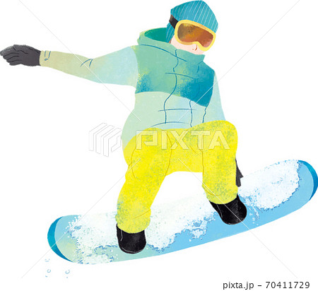 スノーボードをする人間 フロントサイドグラブのイラスト素材