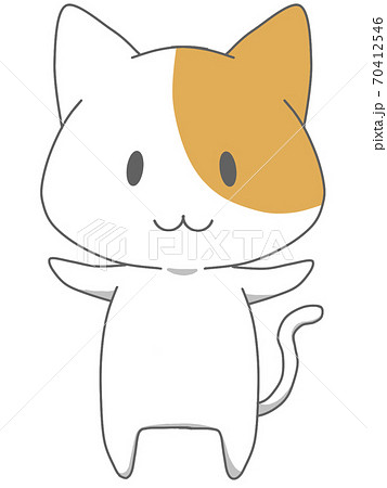 二本足で立つ猫のキャラクターのイラスト素材
