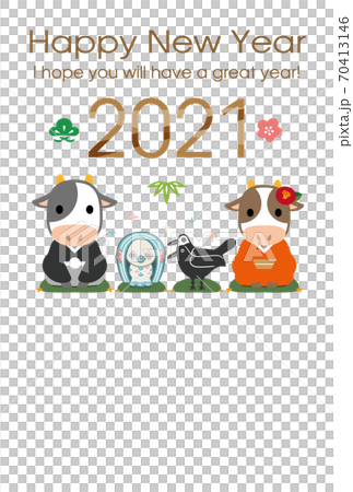 2021年丑年の年賀状素材 2021年丑年の年賀状素材 70413146