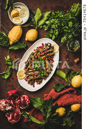 Turkish Sarma wine leaves with rice, spices with Turkish Sarma wine leaves with rice, spices with 70414678