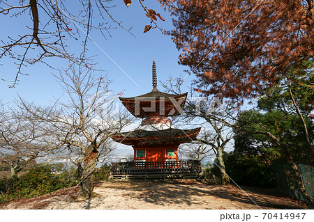広島県 秋 廿日市市 宮島 多宝塔 広島県 秋 廿日市市 宮島 多宝塔 70414947