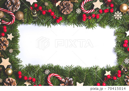 Christmas frame of tree branches 70415014