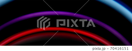 Dynamic motion abstract background. Color blurred stripes on black. Wave liquid lines poster. Vector illustration 70416151