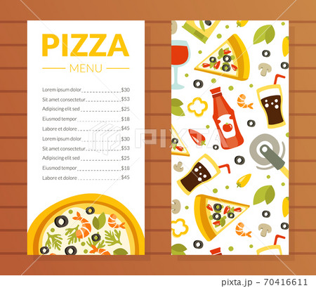 Pizza Menu Template, Traditional Italian Cuisine Dishes, Restaurant and Cafe Menu, Food Ingredients Seamless Pattern Vector Illustration 70416611
