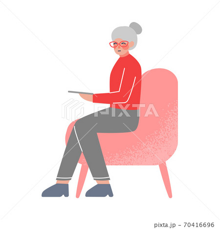 Woman Professional Psychotherapist or Psychologist Character Sitting on Armchair, Psychological Help Concept Cartoon Style Vector Illustration 70416696