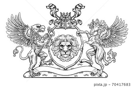 Coat of Arms Crest Griffin Pegasus Lion Shield 70417683