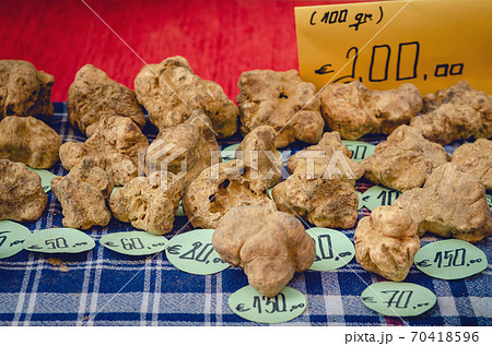 italian alba white truffles with price tags 70418596