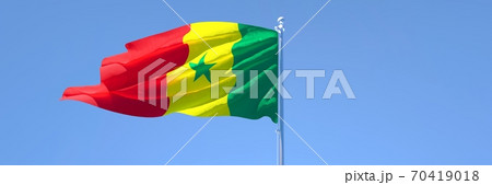 3D rendering of the national flag of Senegal waving in the wind 3D rendering of the national flag of Senegal waving in the wind 70419018