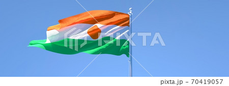 3D rendering of the national flag of Niger waving in the wind 3D rendering of the national flag of Niger waving in the wind 70419057