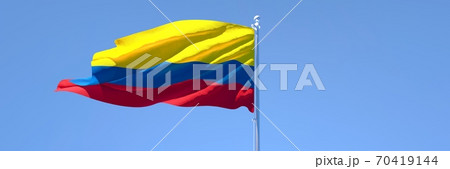 3D rendering of the national flag of Colombia waving in the wind 70419144